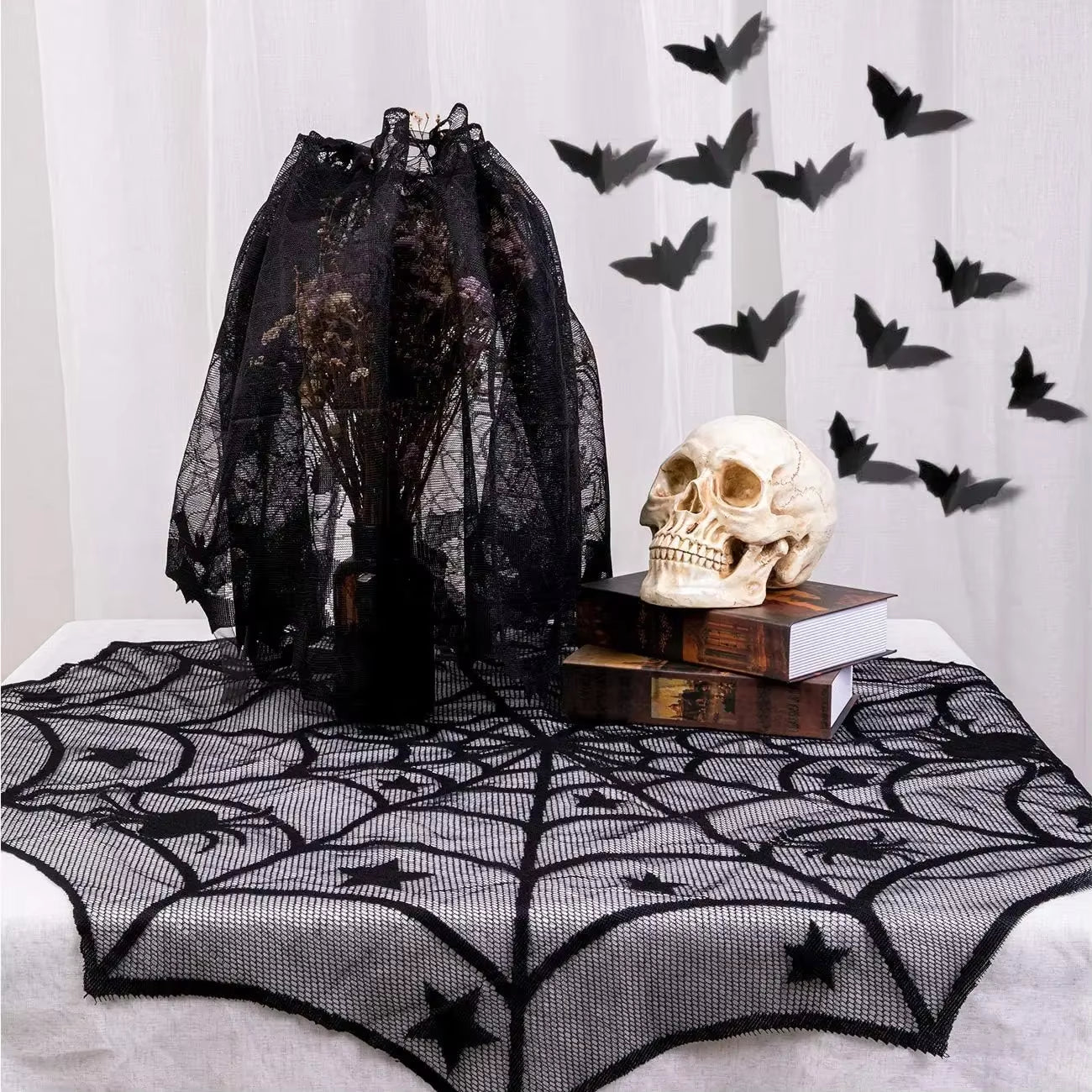 Halloween Tablecloths Spider Web Mantel Towel Bat Spider Table Flag Lampshade Table Decoration Halloween Home Decor Sets