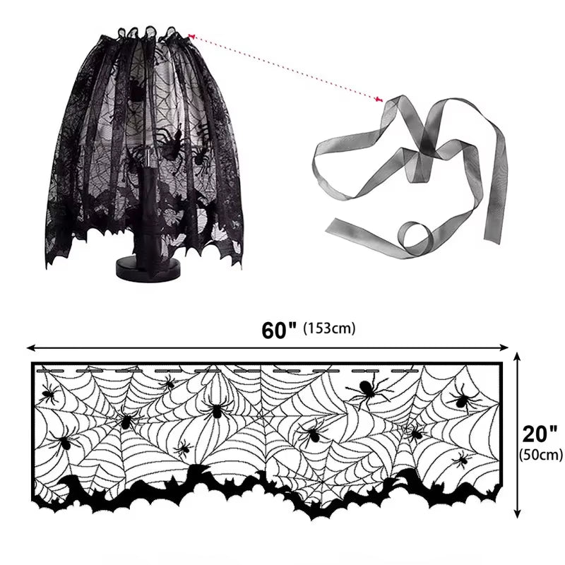 Halloween Tablecloths Spider Web Mantel Towel Bat Spider Table Flag Lampshade Table Decoration Halloween Home Decor Sets