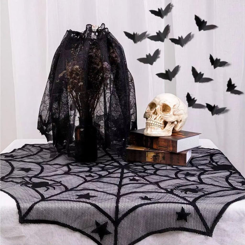 Halloween Tablecloths Spider Web Mantel Towel Bat Spider Table Flag Lampshade Table Decoration Halloween Home Decor Sets